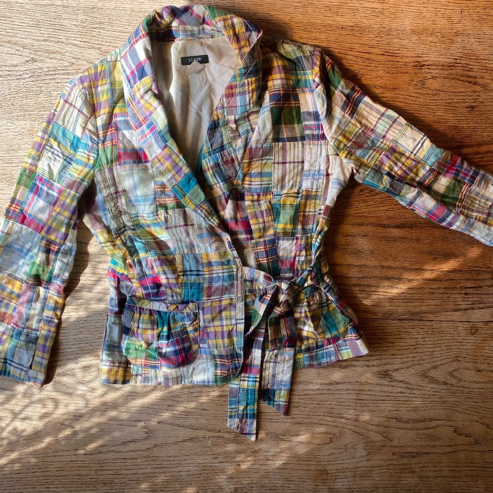 J.Crew Patchwork Multi Color Plaid Spring Blazer … - image 1